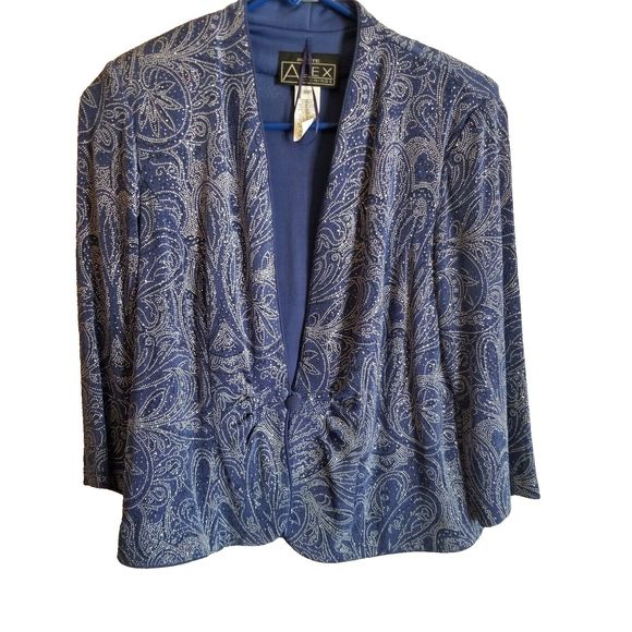 Alex Evenings Jackets & Blazers - Alex Evenings Jacket Blazer Women Sz 8P Blue Beads Sparkle